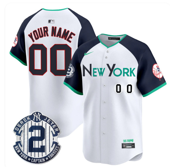 Men's New York Yankees ACTIVE PLAYER Custom White Alternate City Connect 2 Retirement Patch Vapor Limited Stitched Baseball Jersey